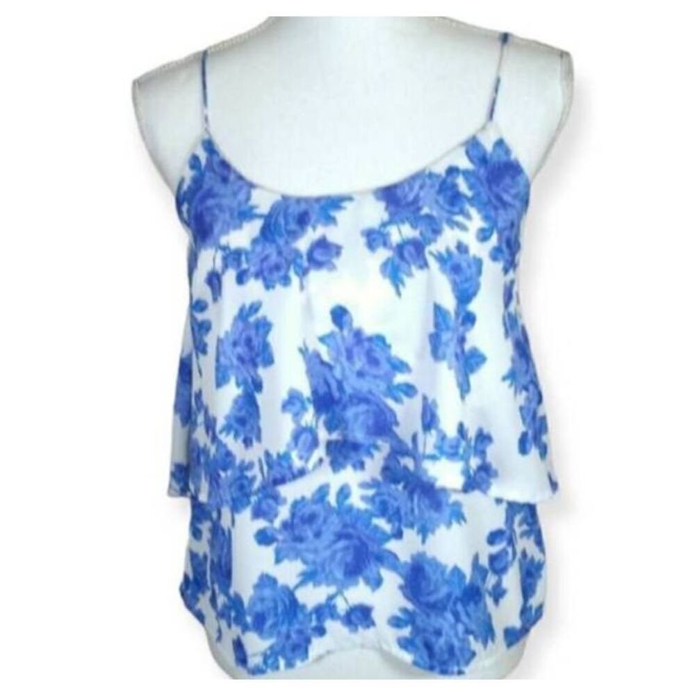 PAPER CRANE WHITE & BLUE FLORAL CAMI SZ.XS EUC. - Picture 2 of 6
